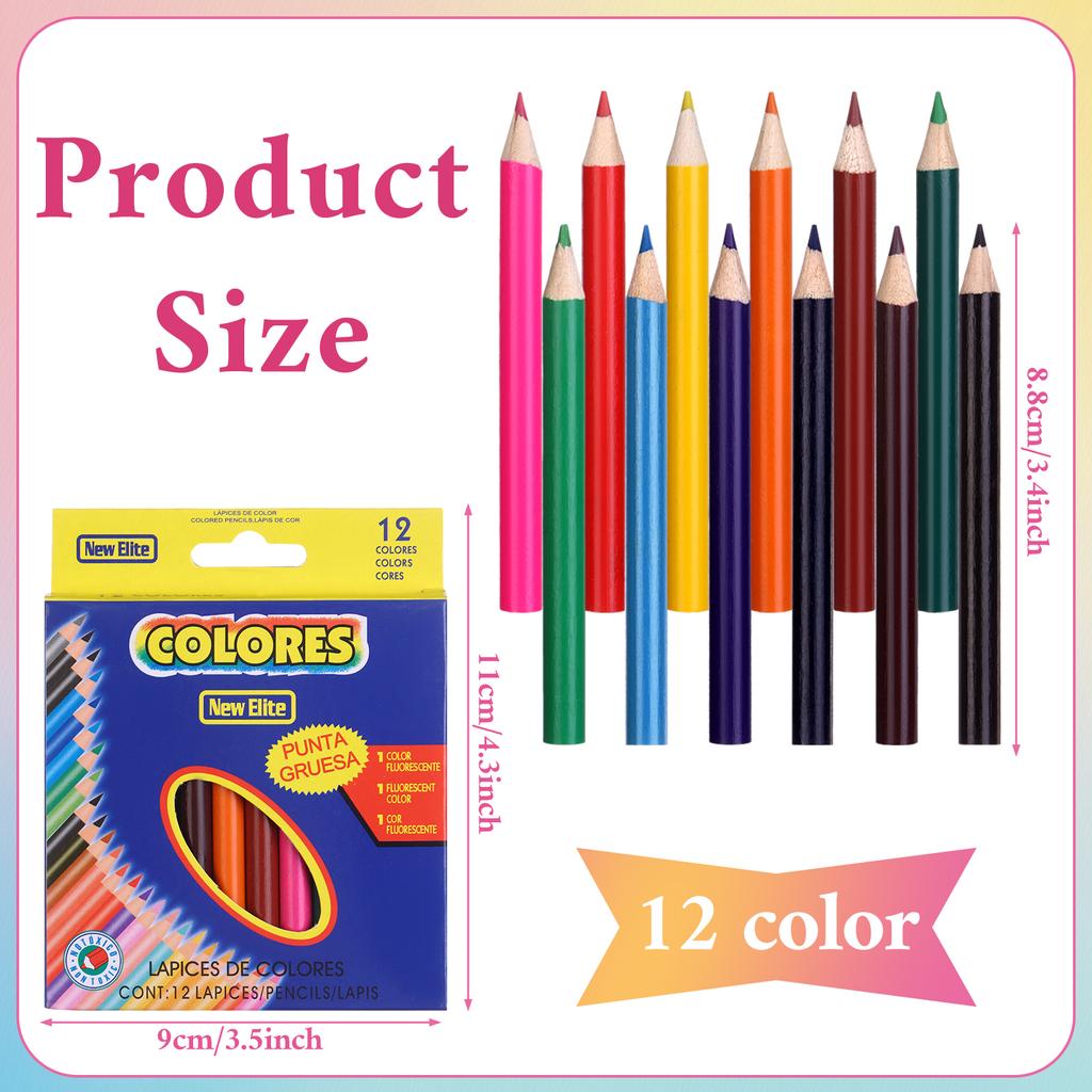 288Pcs/24 Boxs Mini Colouring Pencil Packs, Mini Drawing Colored Pencils 3.4 Inch Portable Short Fat Color Pencils