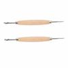 2pcs Double Head Leather Carving Tools Wooden Handle Leather Press Rub Tool  For Polymer Clay