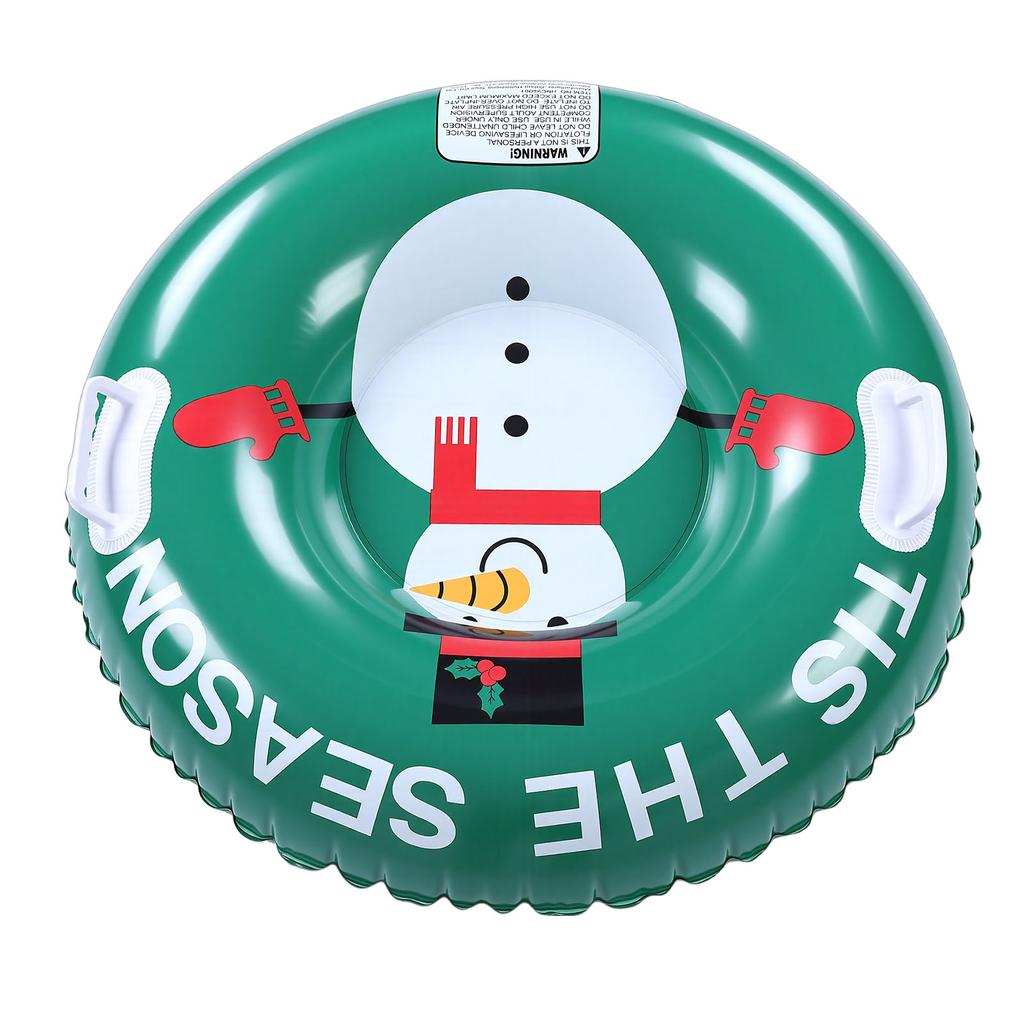 Snow Tube Cold Resistance Heavy Duty Thickened Inflatable Snow Tube Sled with Dual Handles for Whole Family Green