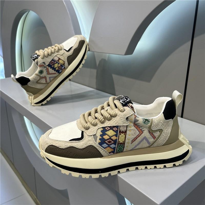 Осенние новые кожаные удобные повседневные спортивные кроссовки на толстой подошве ysd 38