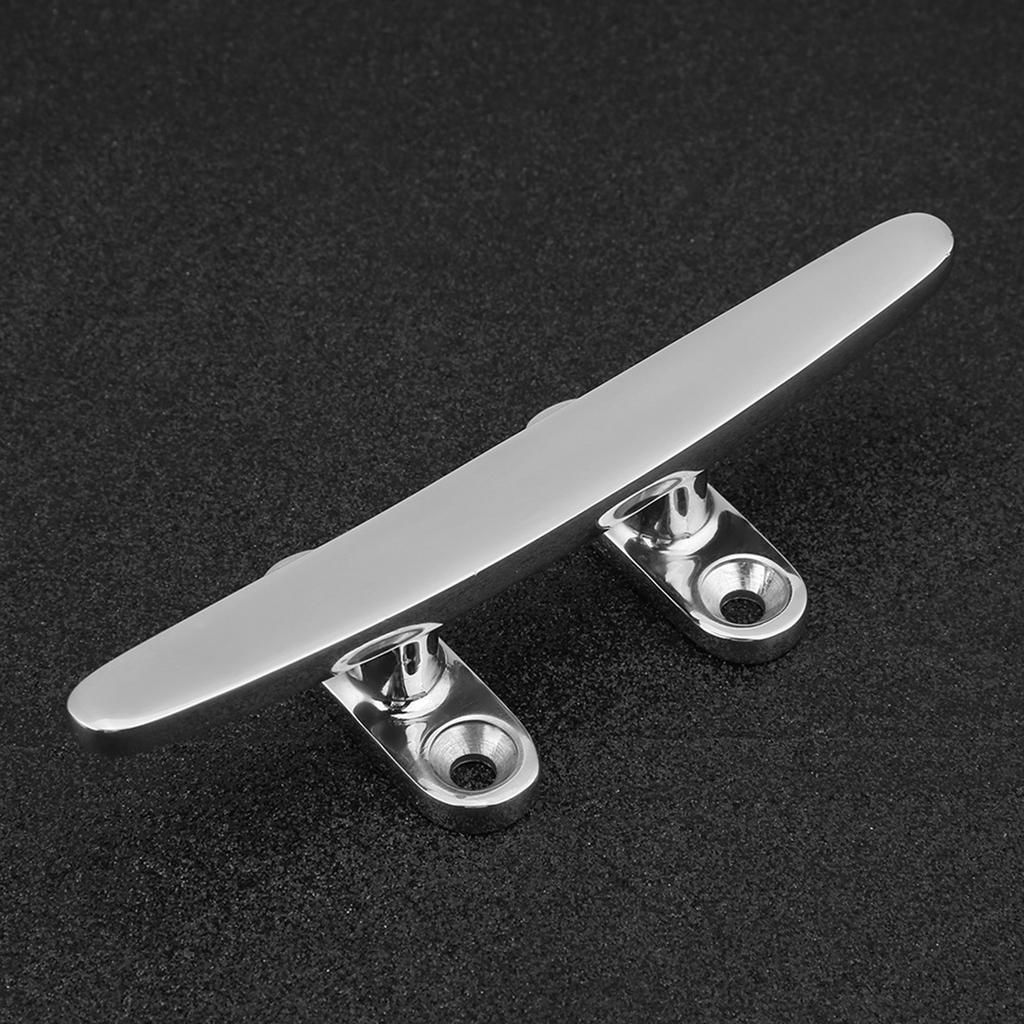 Boat Cleats, Marine Grade Rope Cleat Stainless Steel Boat Cleats Flat Top Base Low Trimline Cleat for Docks, Decks, Kayaks, Marine, Silver 4.9x1.8 In