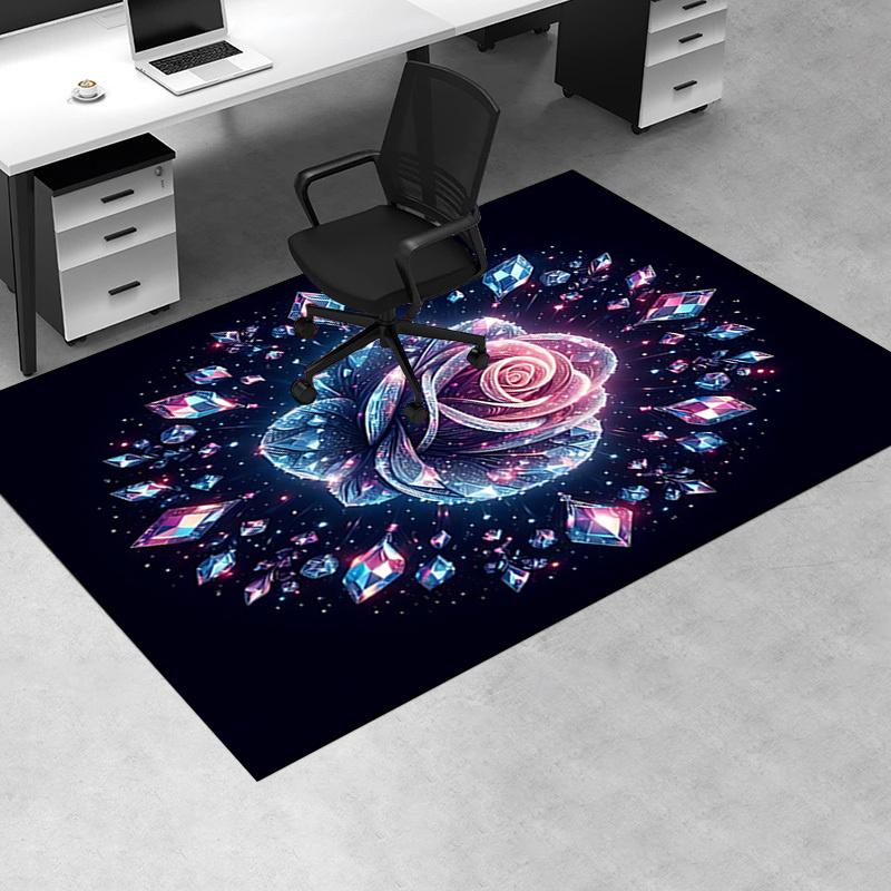 Shimmering Crystal Rose Chair Mat Office Carpet, Oversized Rug for Home Decor, Sofa Mat, Desk Pad Gift, Suitable for Bedroom, Living Room, Any Room