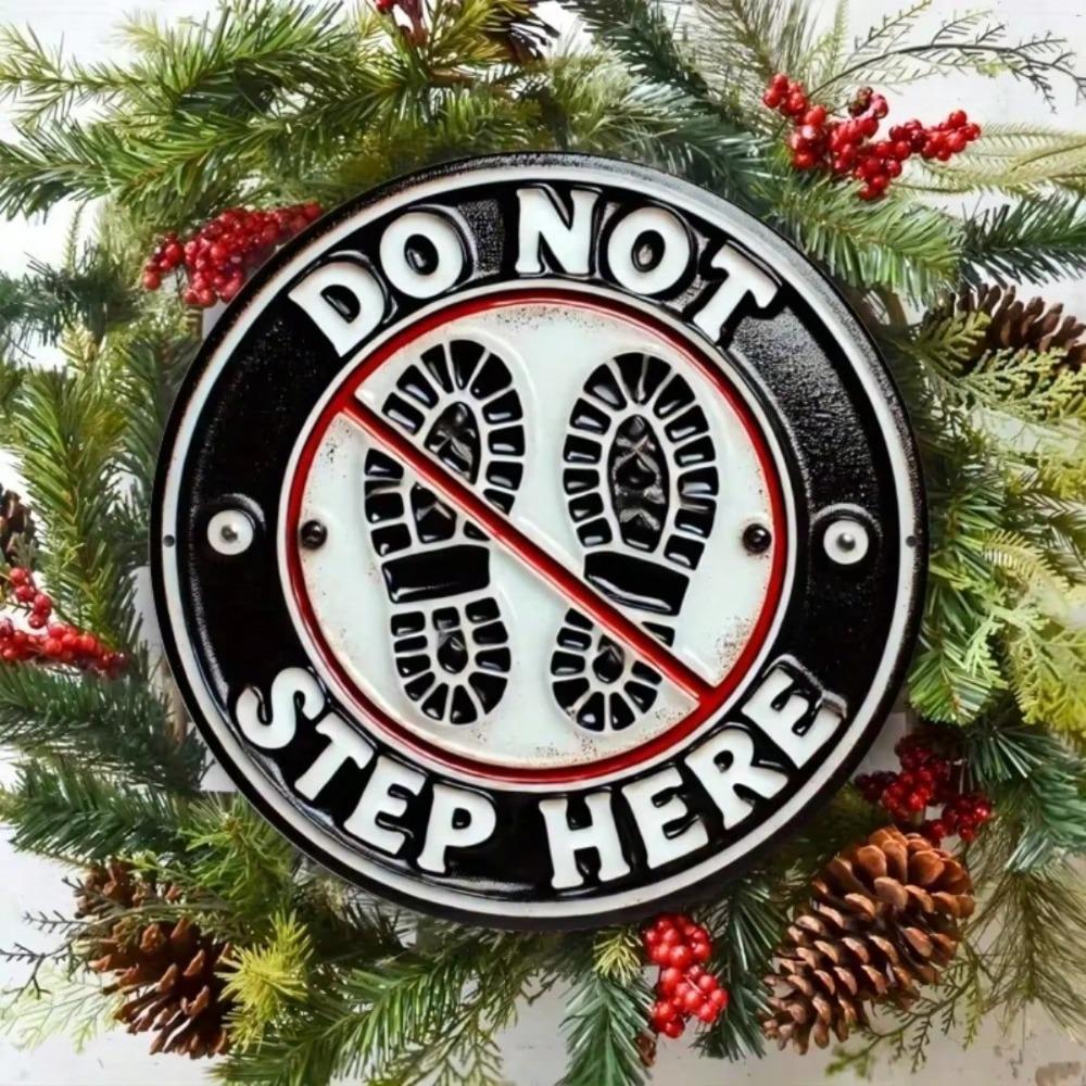 Vintage Do Not Walk Here Metal Sign Outdoor Garden Garage Warning Plaque Footprint Decor
