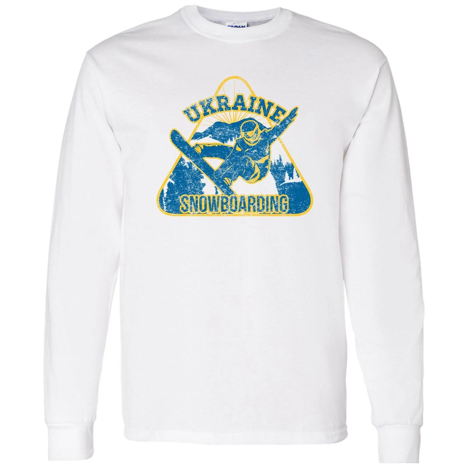 Ukraine Snowboarding - Winter Sports Long Sleeve T-shirt Tops Tees Unisex - White XL