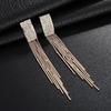 New Gold Color Long Crystal Tassel Clip On Earrings Without Piercing  for Women Wedding Brinco Fashion Jewelry Gifts