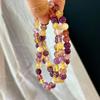 Retro Natural Crystal Wholesale Natural Color Duobao Bracelet Single Ring Bracelet Golden Hair Crystal Amethyst Strawberry