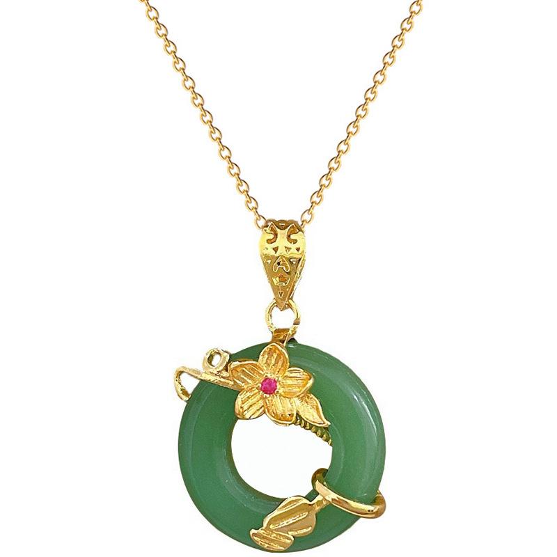 Flower Jade Ring Temperament Micro Diamond Necklace Female Transfer Bead Collarbone Chain With Jewelry
