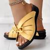 Women's Bowknot Slide Shoes, Peep Toe Arch Support Slip On Shoes, Comfort Outdoor Slide Sandals