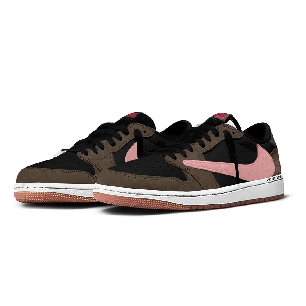 Travis Scott x Jordan Air Jordan 1 Odolné proti oděru Odolné proti oděru Nízké Vintage Basketbalové boty Unisex DZ4137-700(Tým938-)