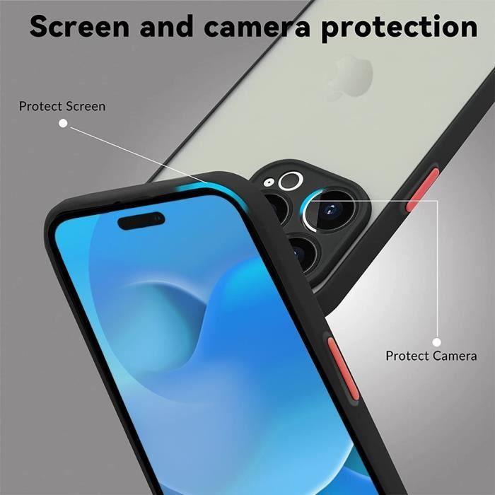 Coque de téléphone - BOOLING - iPhone 14 Pro - Silicone Mat Noir - Antichoc - 2 Verres Trempés
