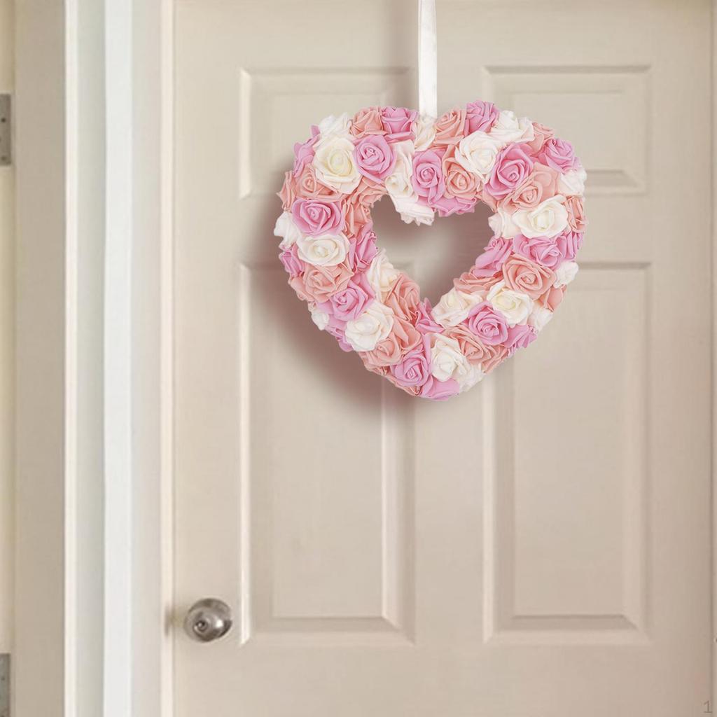 Artificial Heart Shaped Rose Wreath for Table Centerpieces and Events