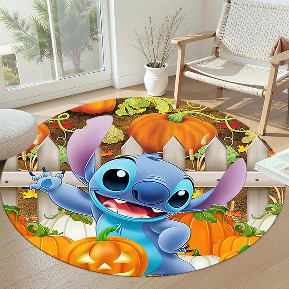 Stitch Tropical Round Carpet Design for Dining Room Game Room Playrooms Entryway Anti-slip Round Rug Office home decor Gift for Festivals