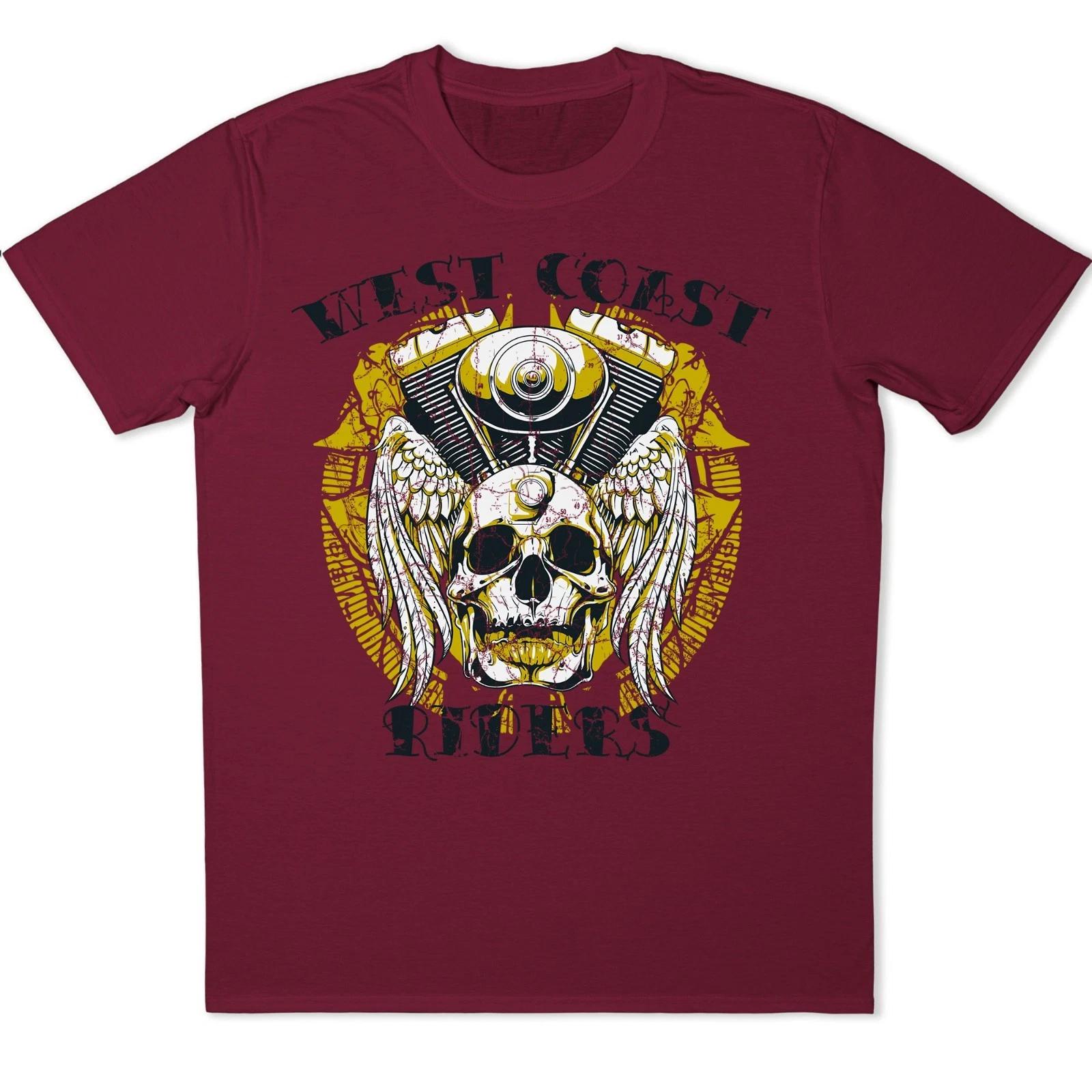 Motorcycle Skull Wings T-Shirt Biker Engine Rider Motorbike Graphic Tee XL
