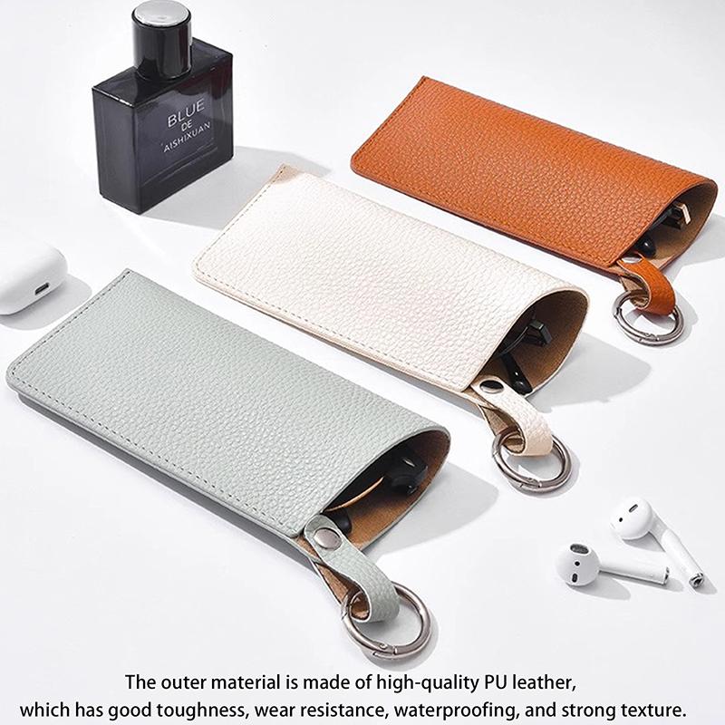 Sunglasses Pouch Pu Leather Glasses Bag Eyewear Protector Case With Keyring Glasses Storage Bag Korean Style Glasses Clip