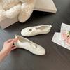 French Super Soft Sole Cross Strap Shallow Mouth Literary Ballet Style Dance Single Shoes Casual Versatile Round Head White Shoes