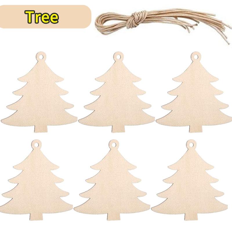 DIY Wooden Christmas Ball Decoration Round Blank Wood Slices Paint Ornament Xmas Tree Hang Pendant Craft Home Decor Baubles Tag
