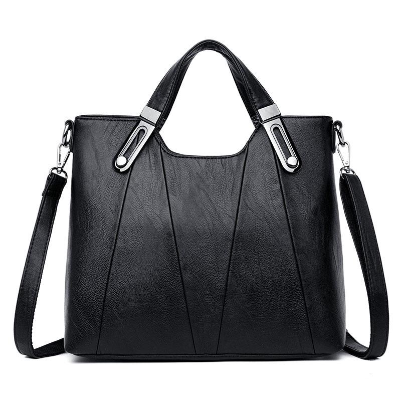 2024 Soft Leather Fashion Handbag for Middle-aged Women: Large Capacity, Versatile Single Shoulder or Crossbody Bag