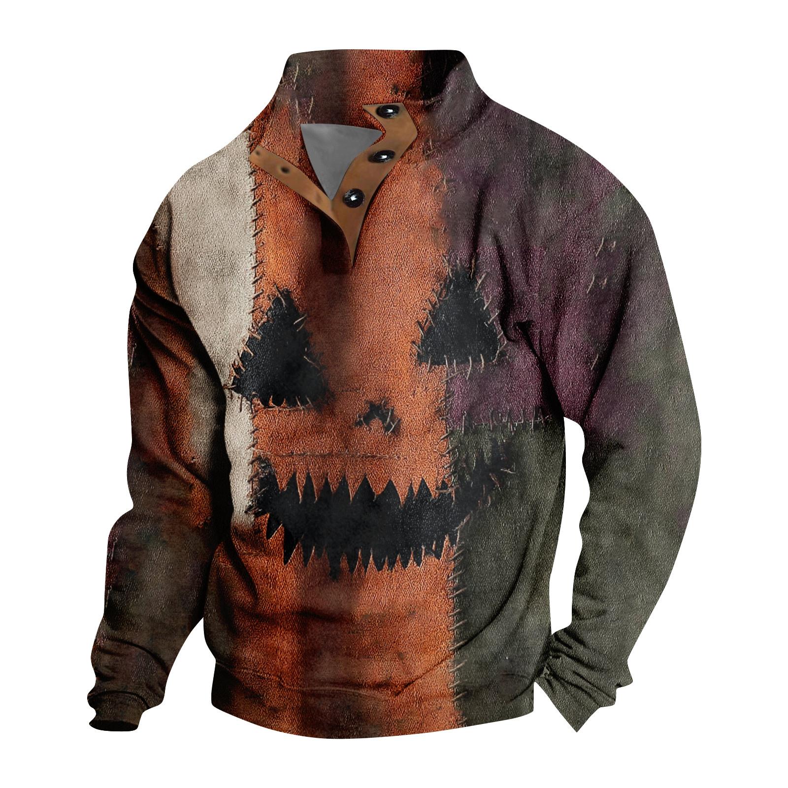 

Мужская повседневная модная рождественская принтованная толстовка без капюшона, широкая мужская свободная толстовка с капюшоном и воротником-стойкой XL красный