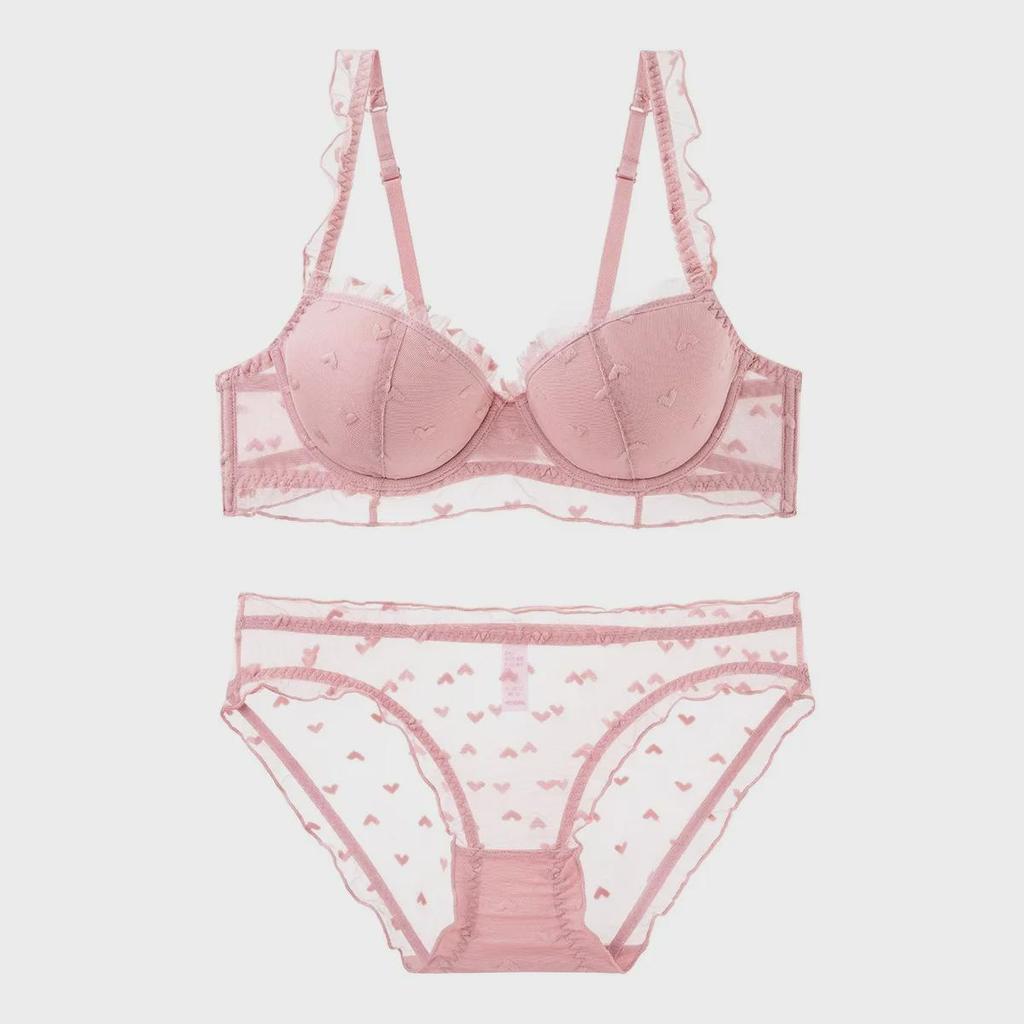 Elegantes französisches Spitzen-Dessous-Set - Sexy Push-up-BH mit passendem Höschen