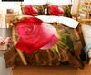 Flower Duvet Cover Set Bed Single Red Rose Quilt Cover 3D Comforter Bedding Sets 3pcs with Pillow Case King Size Full Wedding
