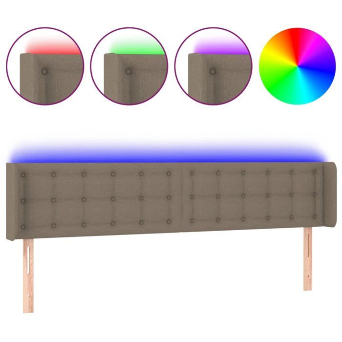 VidaXL Tête de Lit à LED Meuble de Chambre à Coucher Accessoire de Lit Double Tête de Cadre de Lit Intérieur Taupe 3123696