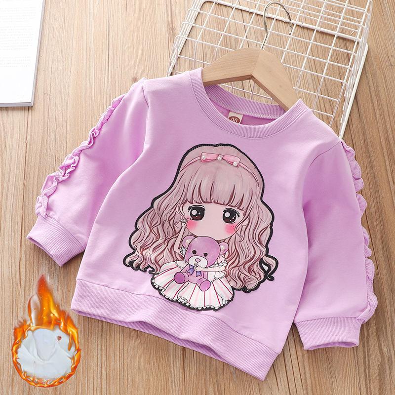 

Модная свободная толстовка с капюшоном для девочек, осенне-зимняя детская рубашка с длинными рукавами и круглым вырезом с рисунком 110cm