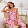 Striped Cherry Strapbed Home Sleepwear Set