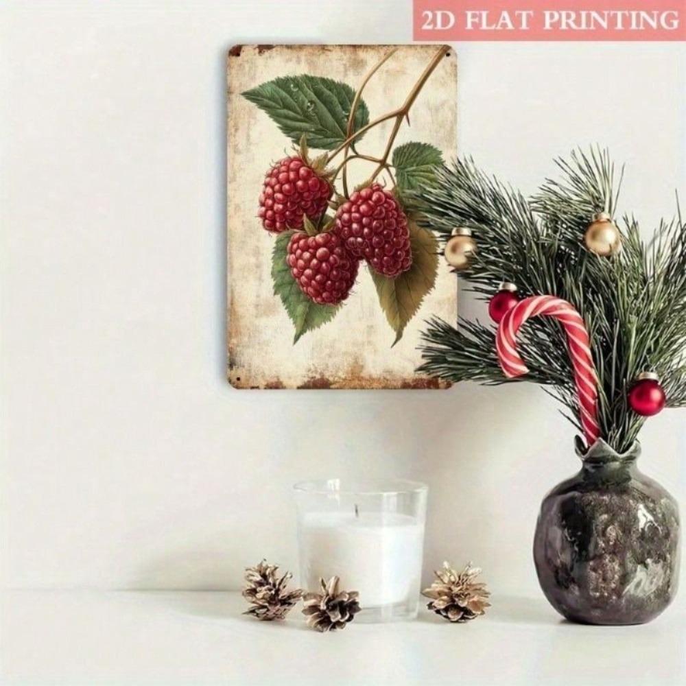 Metal Wall Art Poster, Vintage Raspberry Kitchen Decor
