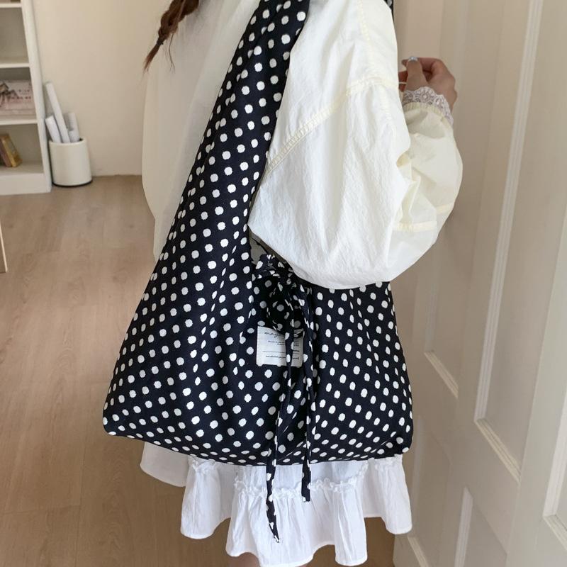 Lazy Style Underarm Bag Tote Bag Polka Dot Printed Double Bread