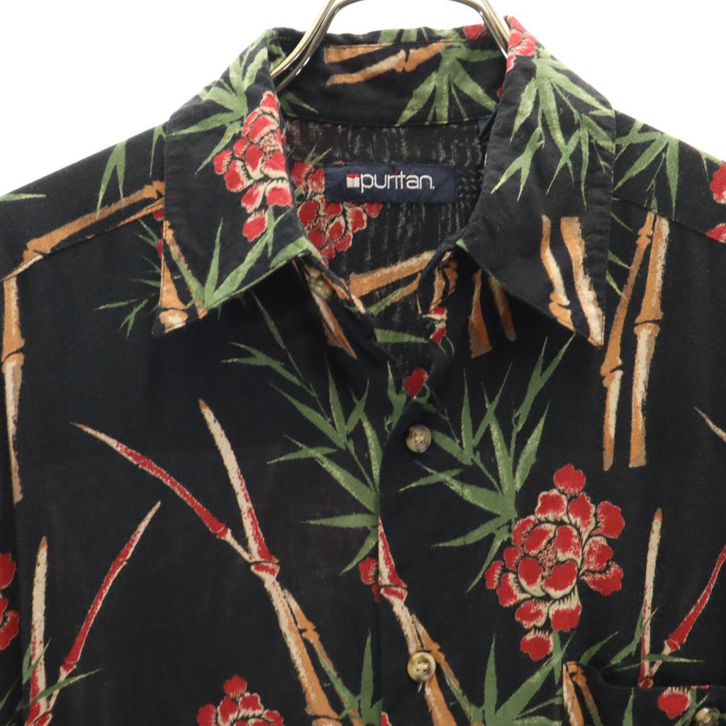 Puritan 90s Old Overall Handle Short Sleeve Aloha Shirt S Black Men's Used