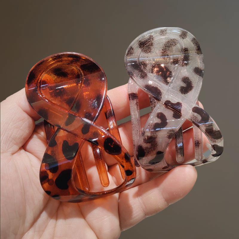Chic Leopard Print Flat Abalone Claw Clip for Women, 2025 High-End Non-Pressing Duckbill Hair Accessory.