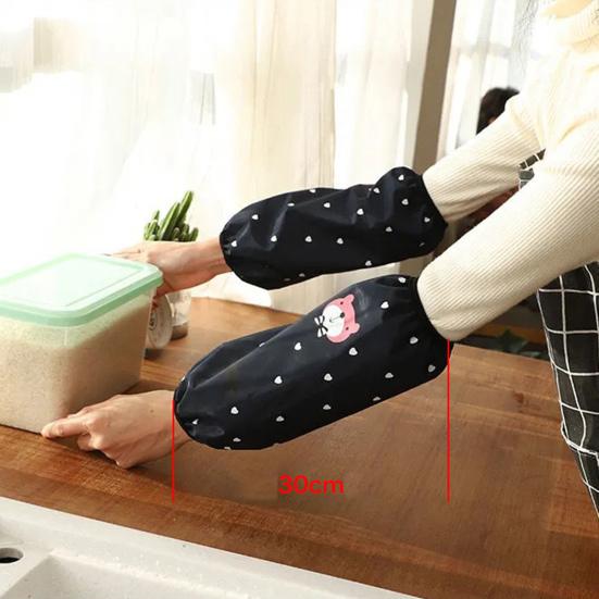 1 Pair Oilproof Anti Fouling Elastic Cuffs Kitchen Oversleeves Cartoon Cloud Bear Print Cleaning Oversleeves Household Supplies
