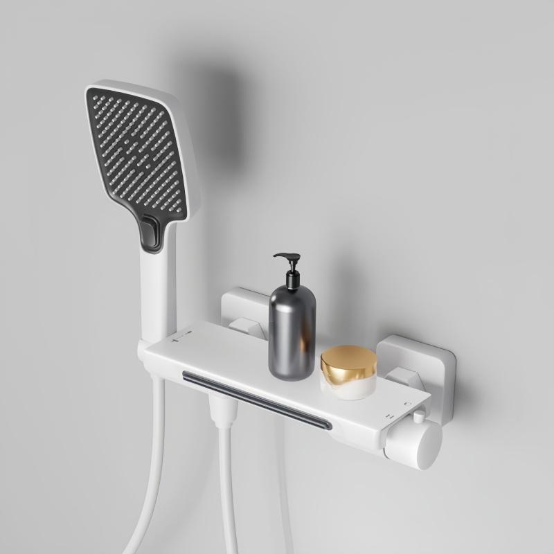 

Waterfall Bathtub Faucet Shower Set Household Bathroom Wall Mounted Brass Hot and Cold Mixier Valve Bath Shower Head білий
