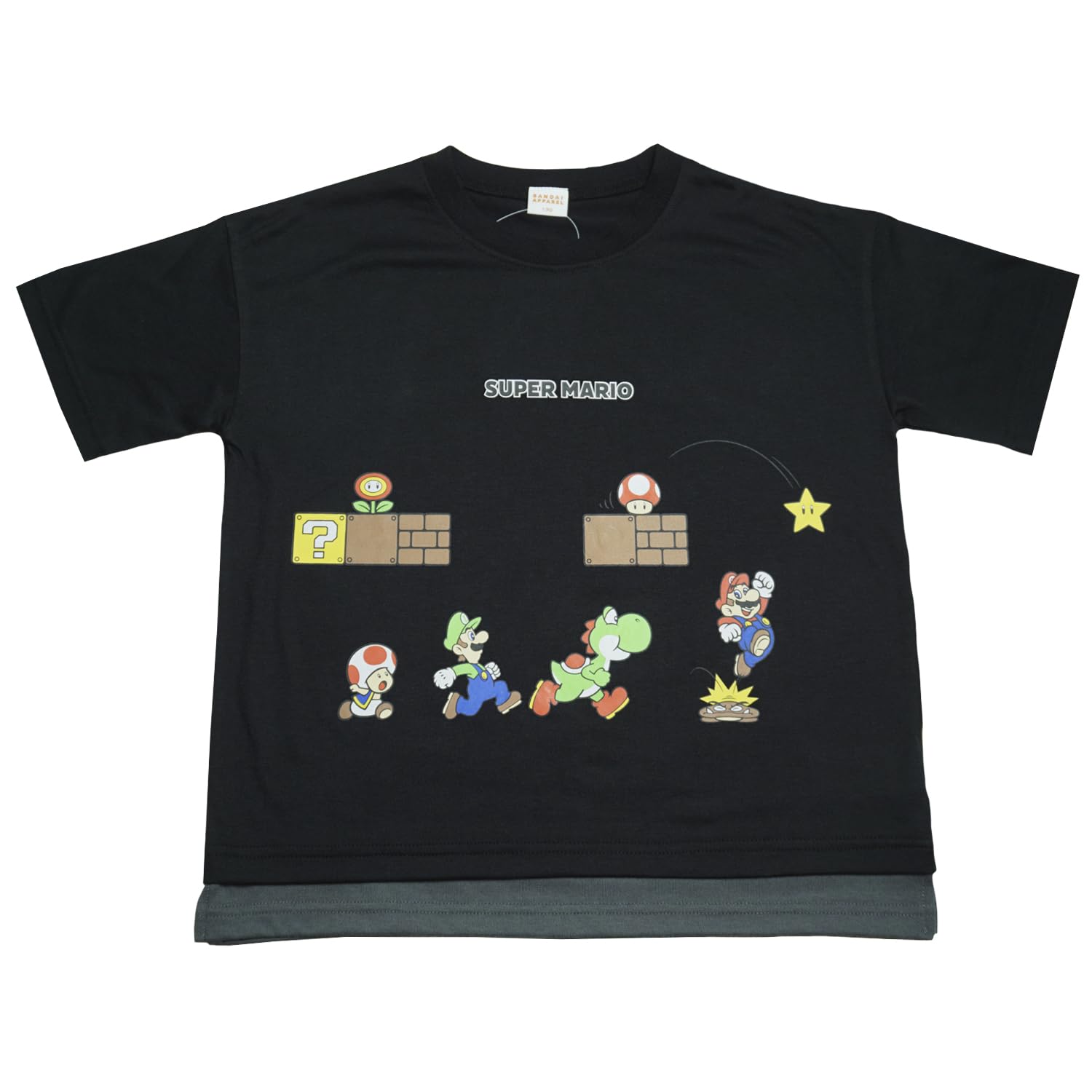 

Western Jr8850 Summer Super Mario Front and Back Print Boys Black [Bandai] Short-Sleeve T-Shirt чёрный