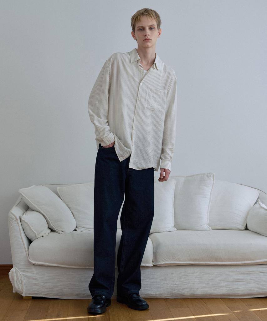 MINDBRIDGE [Couture] Striped Oversized Daily Shirt - 2 Colors
