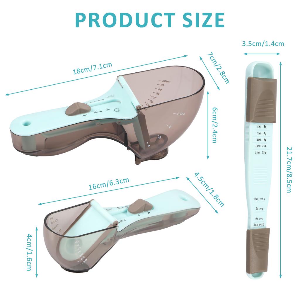 3Pcs Plastic Measuring Spoon Set Adjustable Baking Measuring Spoon with Scale Multipurpose Home Kitchen Baking Measuring Tools