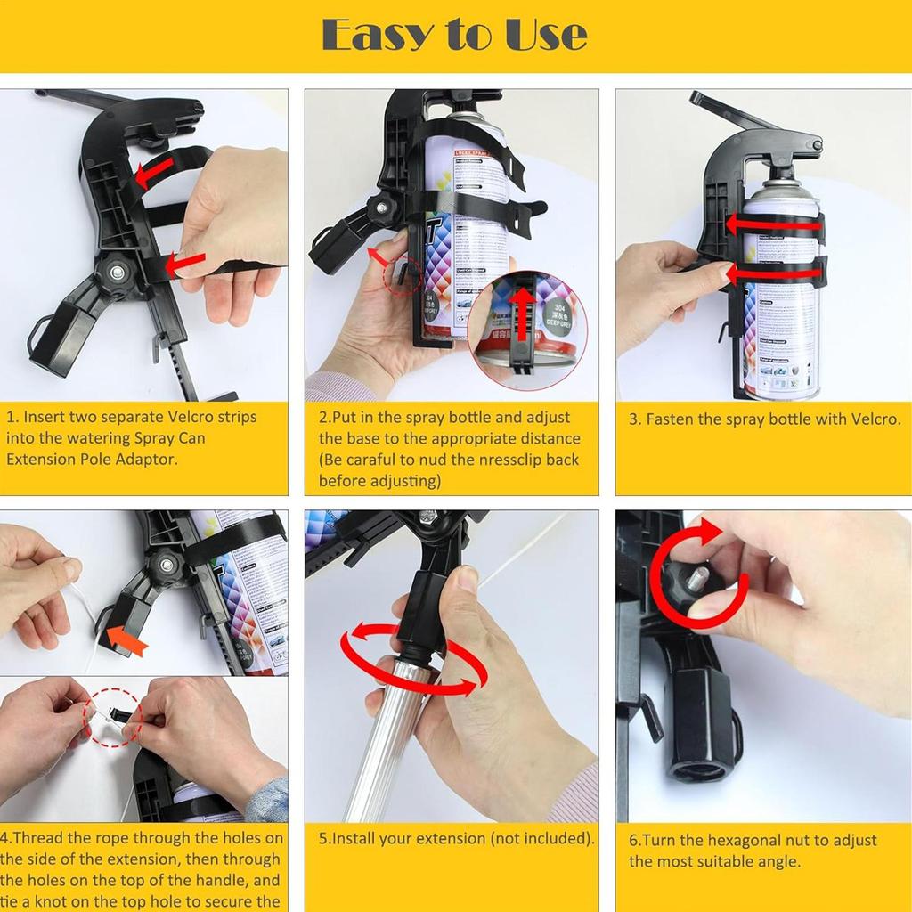 Perche télescopique pour spray guêpes Support de peinture réglable Manche Adaptateur de perche pour bombe aérosol Pour maison Garage Jardin Appartement Haut plafond Cour Arrière-cour Pelouse