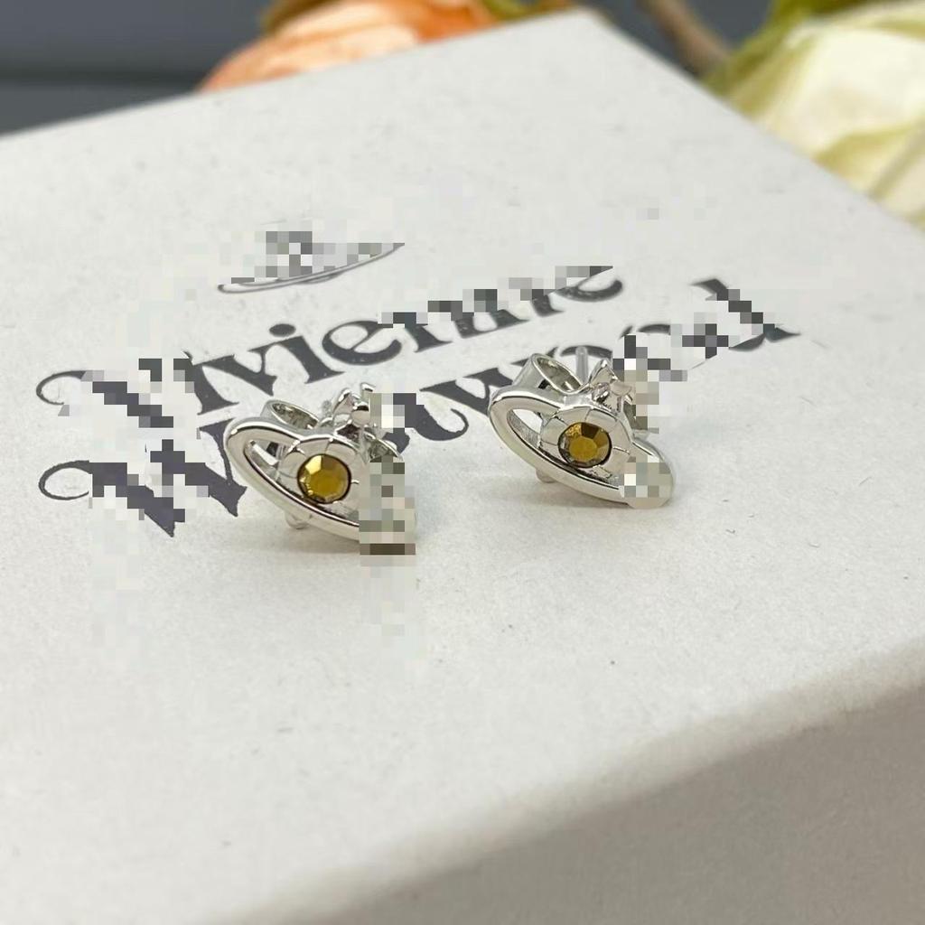 Westwood Silver Needle Stud Earrings - Chic Niche Design for a Sophisticated Look
