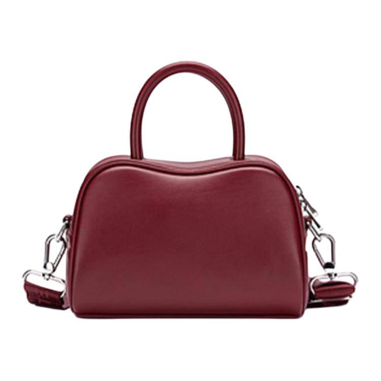 Lacoste Fashion Minimalist Mixed Material Shoulder Tote Bag Medium Women bags Burgundy NF4467FOM96