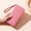 Women’s Crocodile Embossed PU Leather Wallet Large Capacity Zip Around Wristlet Long Clutch Phone Wallet Card Holder Purse