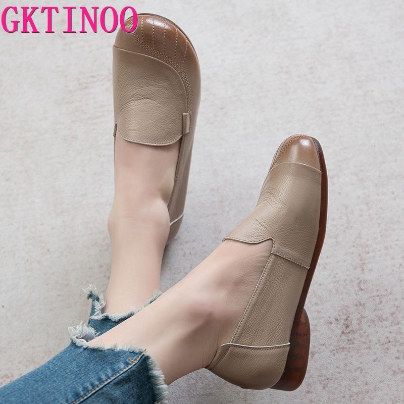 GKTINOO 2025 Women Shoes Genuine Leather Loafers Women Casual Shoes Mother Soft Comfortable Shoes Women Flats Non-slip