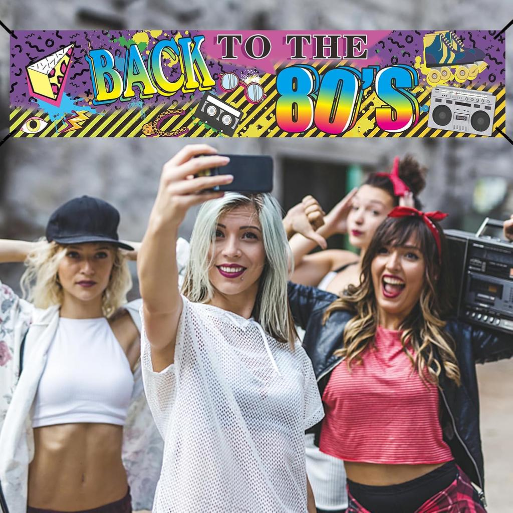 80s Party Decorations Back To The 80s Banner Backdrop, 1980s Hip Hop Graffiti Party Supplies, Throwback 80's Birthday Party Photo Booth Props Yard