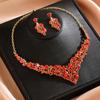 Necklace Earrings Set Banquet Party Dress Two-Piece Accessories Luxury Rhinestones Bridal Jewelry Women