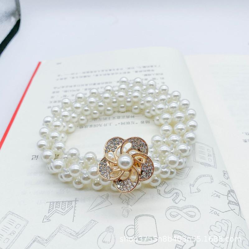 Mei Women's Pearl Waist Chain - Perfect for Dresses, Summer Casual Style, Rhinestone Embellished, Elastic Waistband