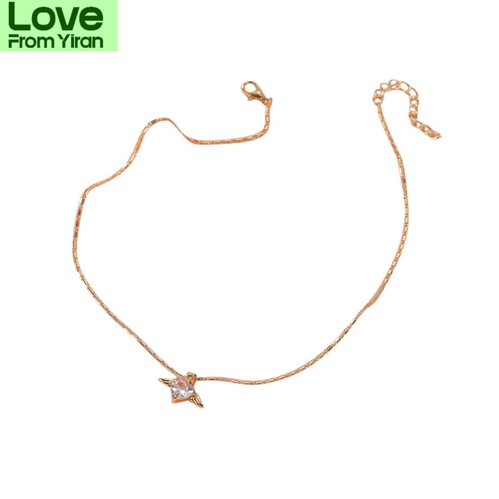 Vintage Metallic Golden Wing Love Angel Chain Lock Necklace Women 'S Jewelry Minimalist Style Trendy Female Jewelry Gift
