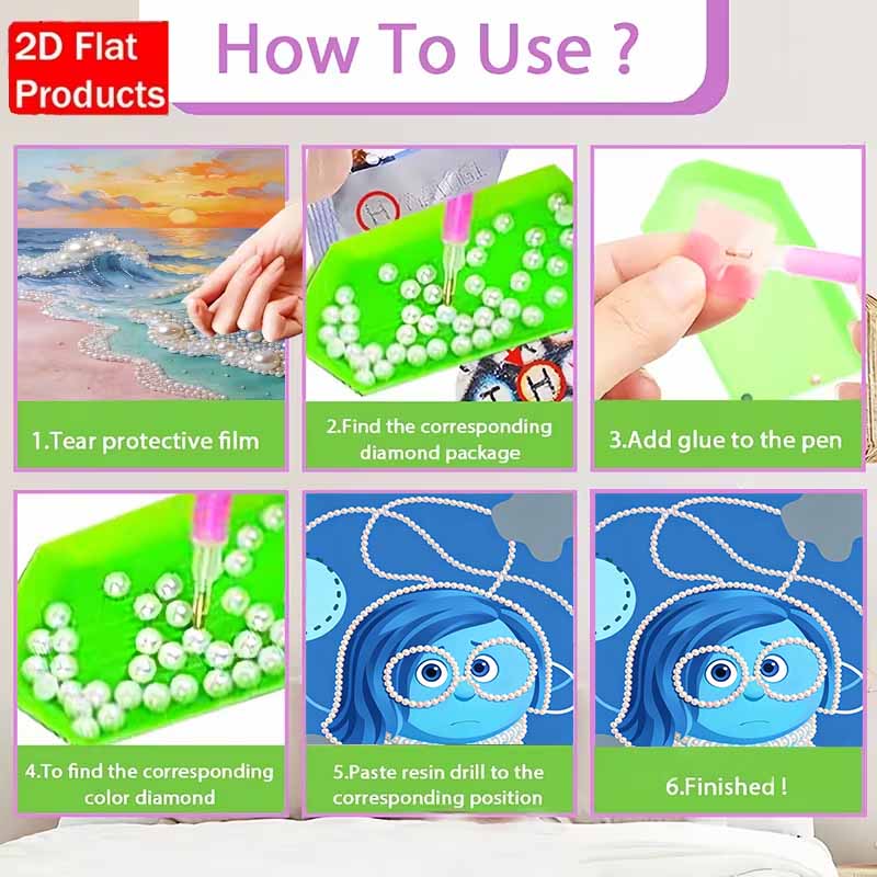 Disney Pearl Painting Inside Out Suitable for Beginners and Adults, DIY Pearl Diamond Art Painting Kit for Home Wall Decor Gifts