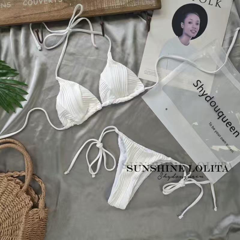 Korean Style Solid Bikini with Mid-Length Cardigan - 2024 Spring Fashion