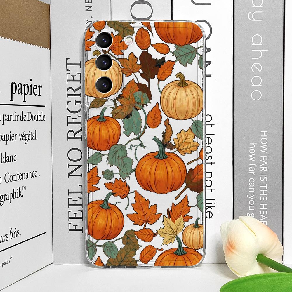 

Cartoon Autumn Pumpkin Fall Maple Leaf Halloween Phone Case for Samsung Galaxy A55 A54 A53 A14 A16 A36 A35 A13 15 A25 Soft Cover Galaxy A55 5G