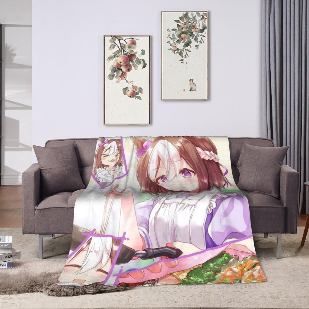 Umamusume Pretty Derby Cartoon Blankets Flannel Spring Autumn Multi-function Warm Throw Blankets for Sofa Office Bedspread