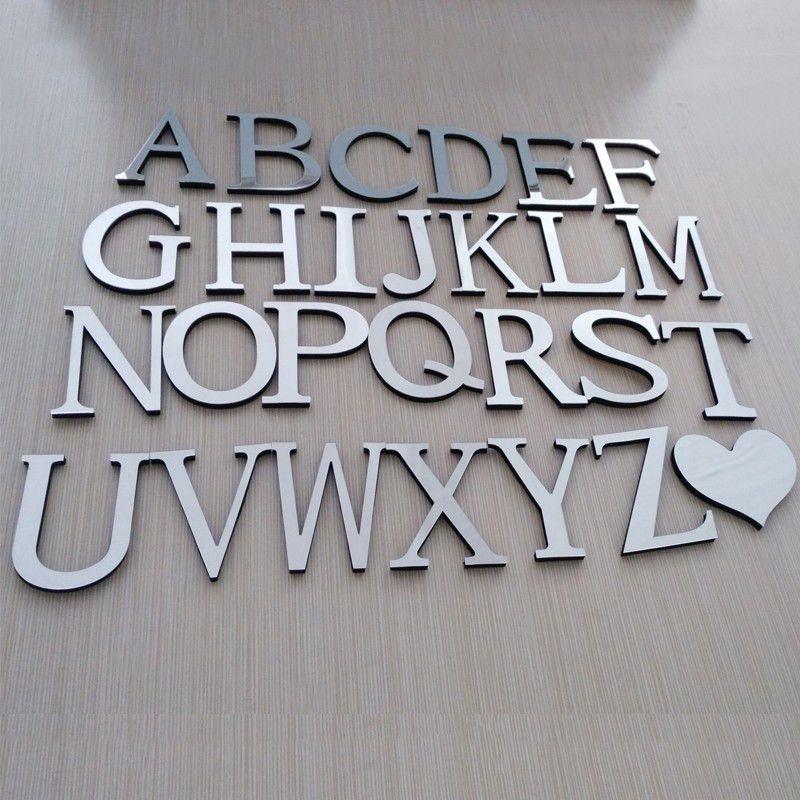 Chic 4 Letters Love Home Furniture Mirror Tiles Self-adhesive Wall Sticker Decor